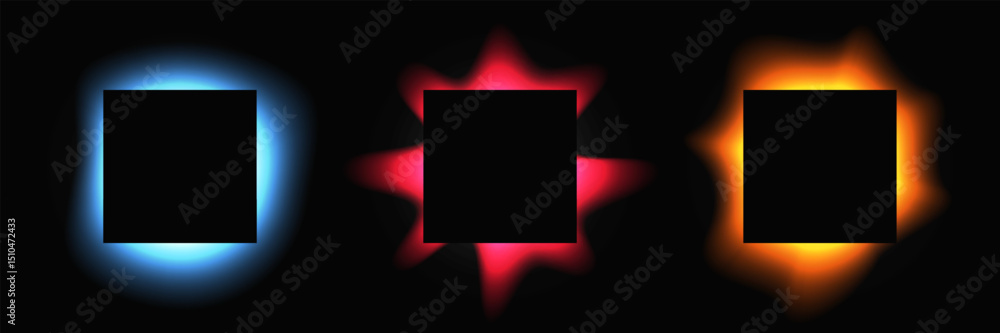 Poster set of square illuminate light frames