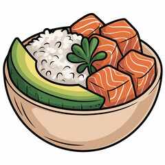 Delicious Salmon Poke Bowl with Rice and Avocado