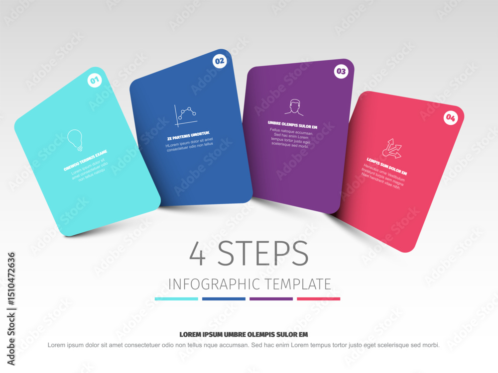 Poster modern infographic template displaying 4 colorful steps or options. this creative infographic design