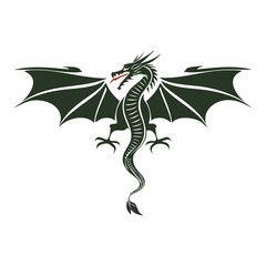 Majestic green dragon wings spread wide fantasy creature