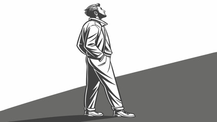 Isolated Black Silhouette of Man Standing with Hands in Pockets – Minimalistic Vector Illustration

