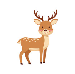 Adorable cartoon deer fawn illustration white background