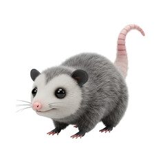 Obraz premium Cartoon Opossum Plush. Isolated on Transparent Background