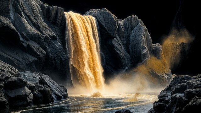 waterfall in the mountains