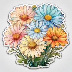 Stickerbogen mit nostalgischen Gänseblümchen zum Ausschneiden