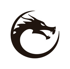 Powerful dragon head in circular design abstract art