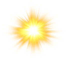 Obraz premium Golden light burst flare effect isolated on transparent background png vector design element