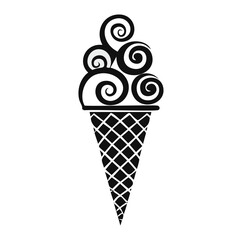 Delicious swirled ice cream cone sweet treat