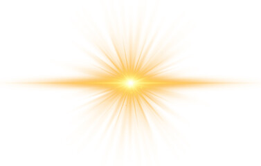 Golden light flare effect isolated on transparent background creates a radiant shine in png format
