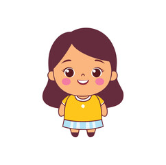 Adorable cartoon girl smiling happy child illustration