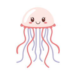 Adorable cartoon jellyfish cute sea creature illustration