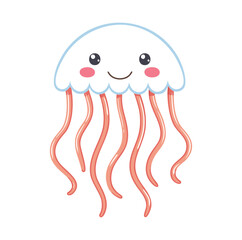 Adorable cartoon jellyfish cute ocean animal illustration