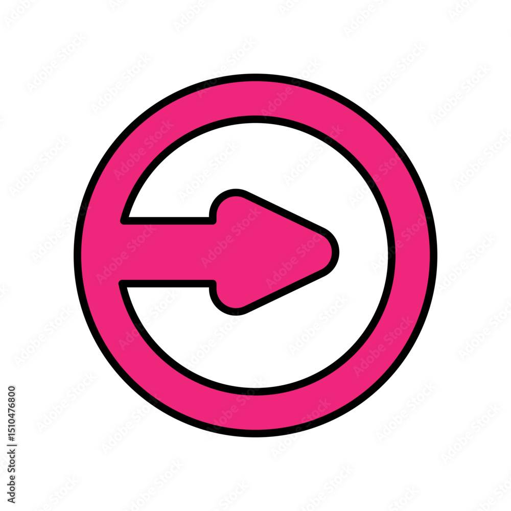 Poster pink circle arrow icon navigation button graphic for website design