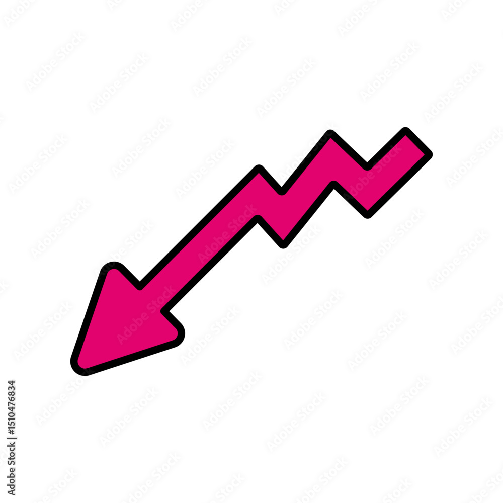 Poster decreasing trend arrow graph chart design element pink