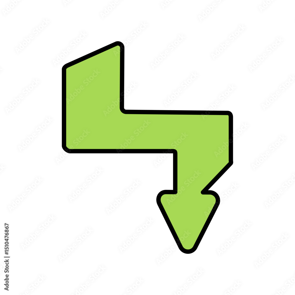 Poster abstract green arrow down zigzag icon design element
