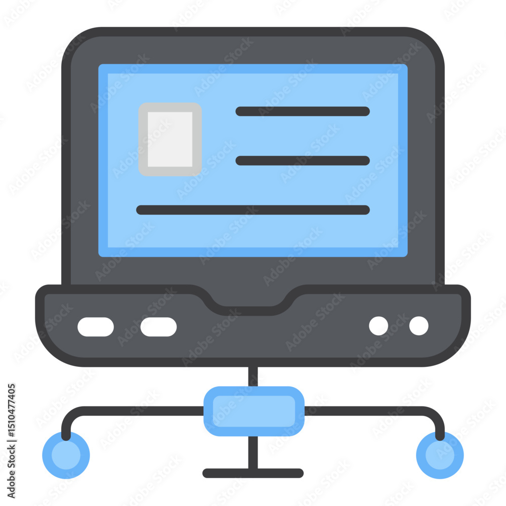 Poster laptop network connection data transfer secure online information technology icon
