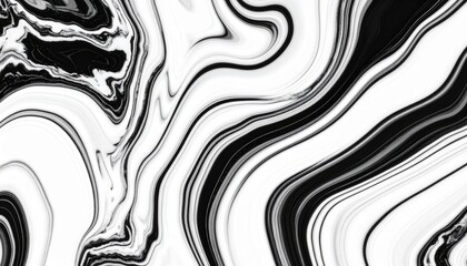 Abstract black and white marble texture with swirling patterns and fluid lines