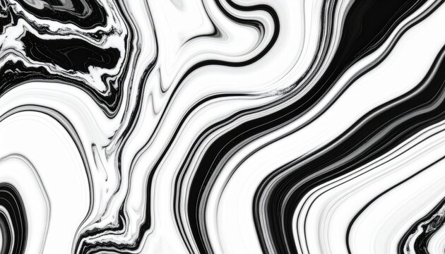 Abstract black and white marble texture with swirling patterns and fluid lines