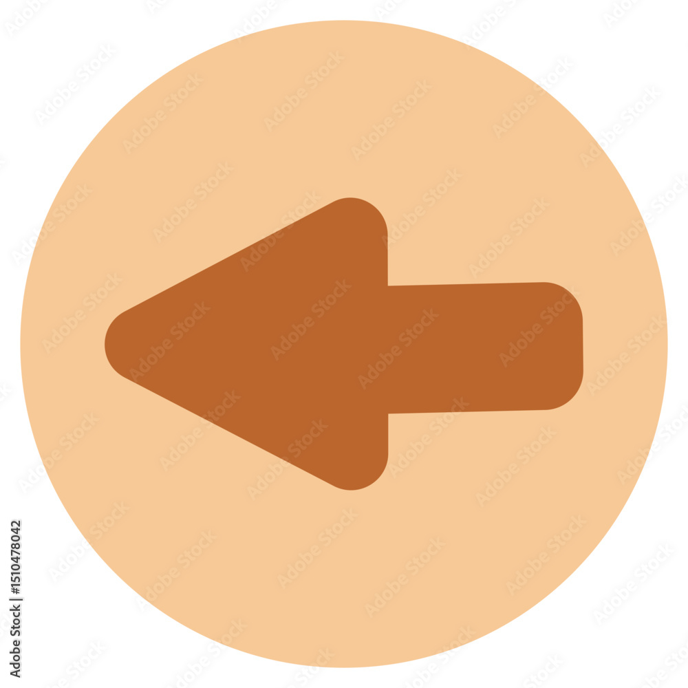Poster simple brown left arrow icon in beige circle for website navigation