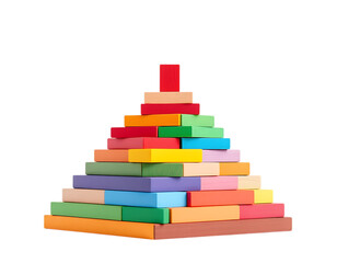 Colorful blocks stacked in a pyramid shape.