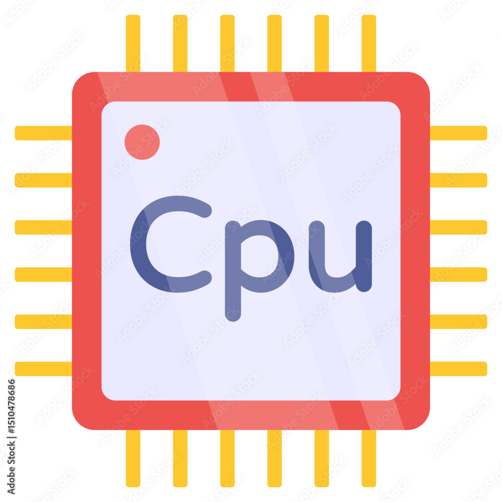 Poster central processing unit cpu microchip icon technology illustration