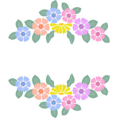pastel flowers frame on transparent background