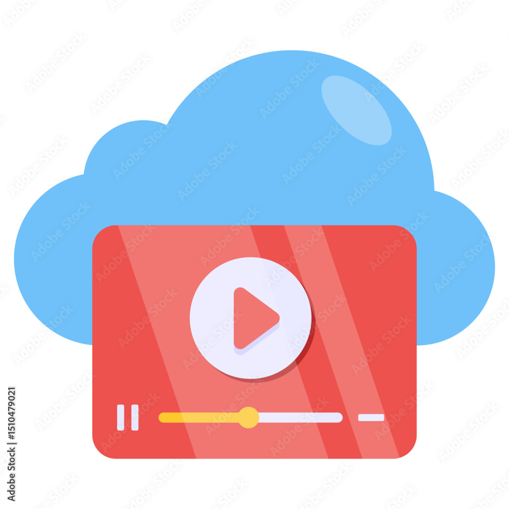 Poster cloud based video streaming media player interface icon