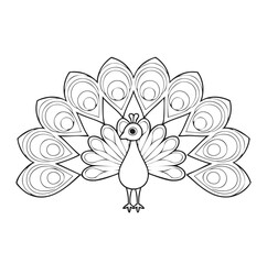 Elegant peacock design coloring page bird illustration