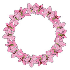 round wreath ornament lilly flower Abstract pattern on transparent background