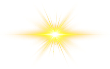 Golden sunlight burst with rays effect isolated on transparent background png illustration