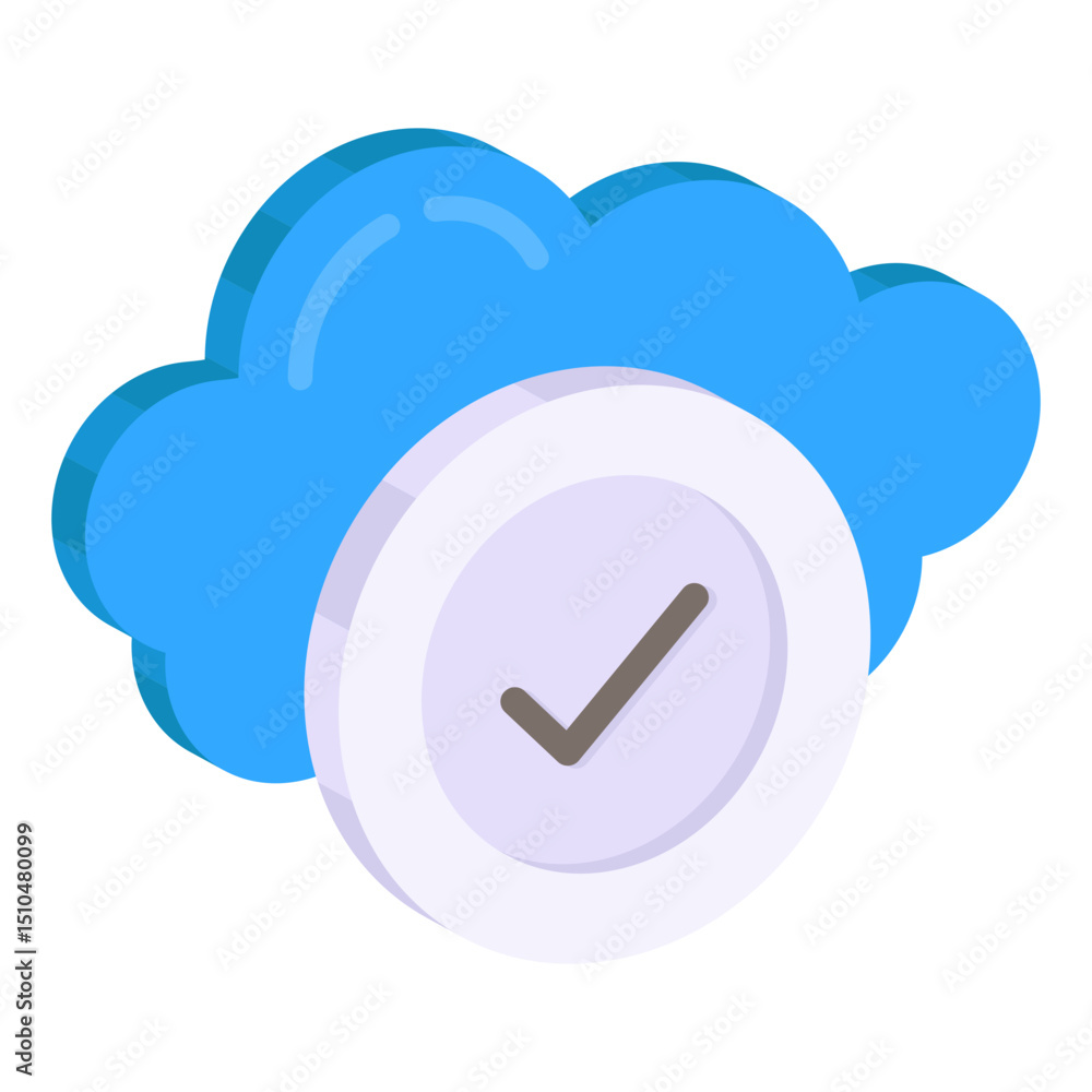 Aufkleber secure cloud data backup success checkmark icon