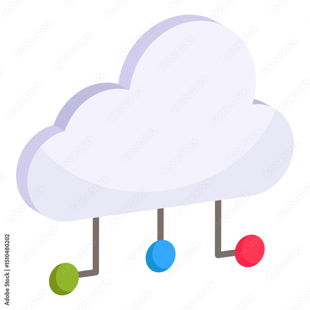 Poster isometric cloud computing network data storage icon illustration