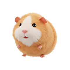 Cartoon Guinea Pig: Charming 3D Render. Isolated on Transparent Background
