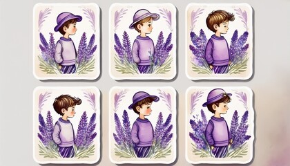Stickerbogen mit nostalgischem Lavendel zum Ausschneiden