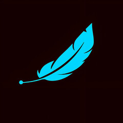 Simple teal feather logo design on a dark brown background perfect for branding