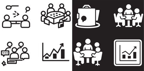 a set of black and white vector icons.