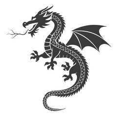 Obraz premium Majestic stylized dragon winged creature mythical beast