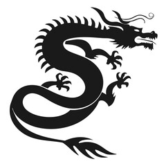 Majestic black silhouette of a chinese dragon