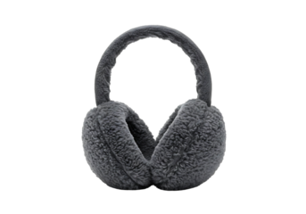 Pink faux fur earmuffs isolated on transparent background