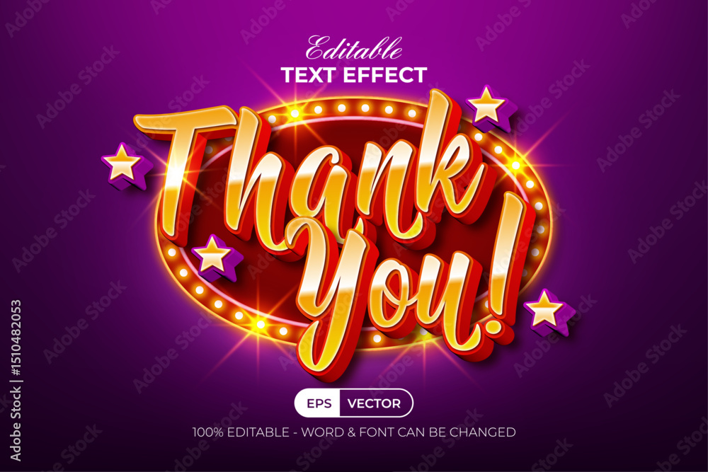 Poster 3d gold style editable text effect vector.