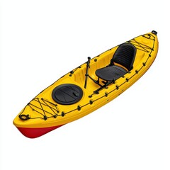 Yellow Kayak with Red Accents on White Background