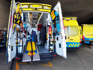 ambulances parkeds outside emergency hospital department