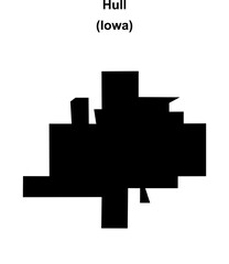Hull (Iowa) blank outline map