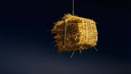 A cubed bale of hay, suspended - Powered by Adobe