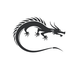 Stylized black dragon design mythical creature illustration