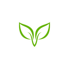 Green line leaf logo design