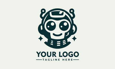 Adorable cartoon robot character with big sparkling eyes and friendly smile
