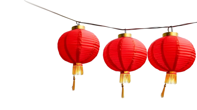 Set of Red Chinese Lanterns Circular. Lamps Isolated on White Background. Always found in Chinatown, decor for Asian New Year. Ai Generated Images