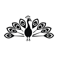 Elegant black and white peacock design illustration
