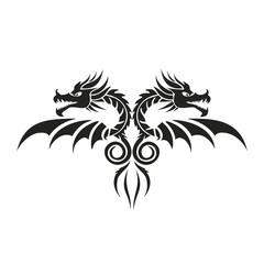 Tribal dragon tattoo design double headed wings